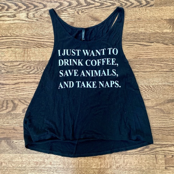 Coffee Crazy Cat Lady Animals Cats Kitten Nap black muscle workout tank top - Picture 2 of 4